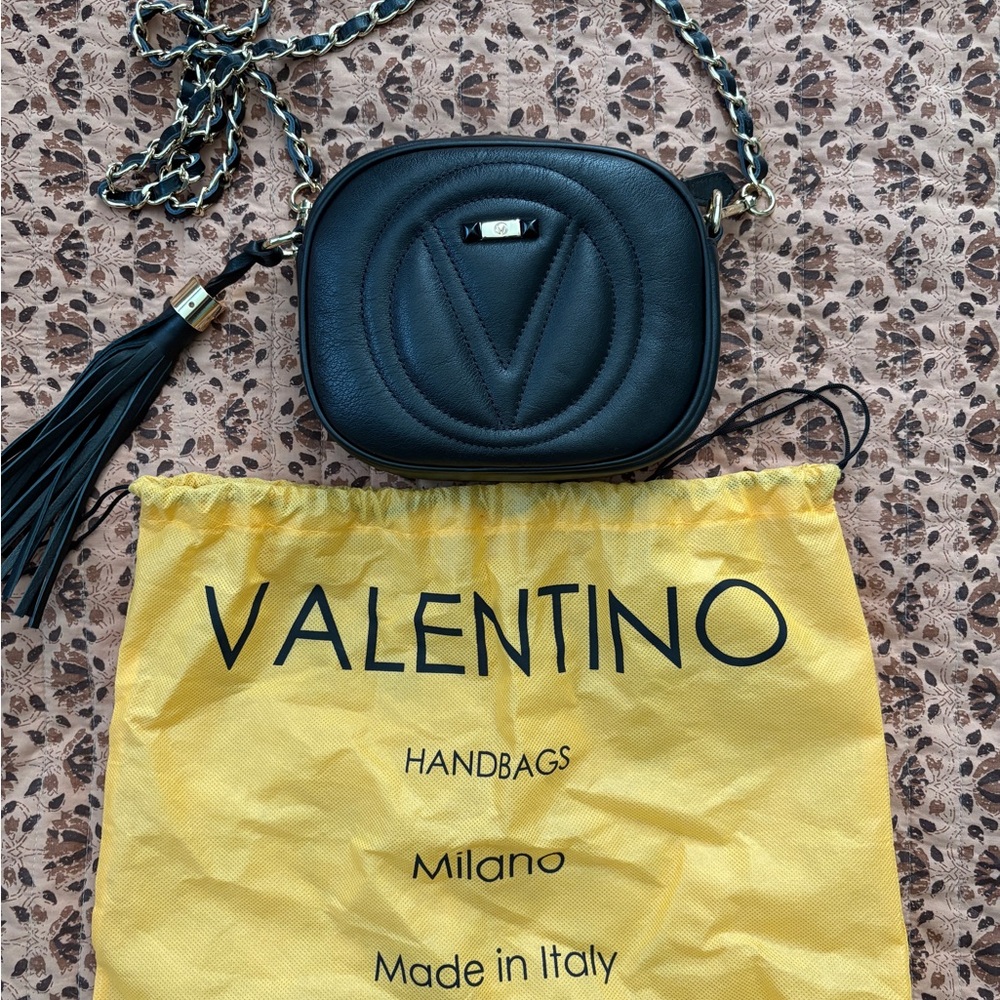 Valentino by Mario Valentino Black Quilted Leather Crossbody